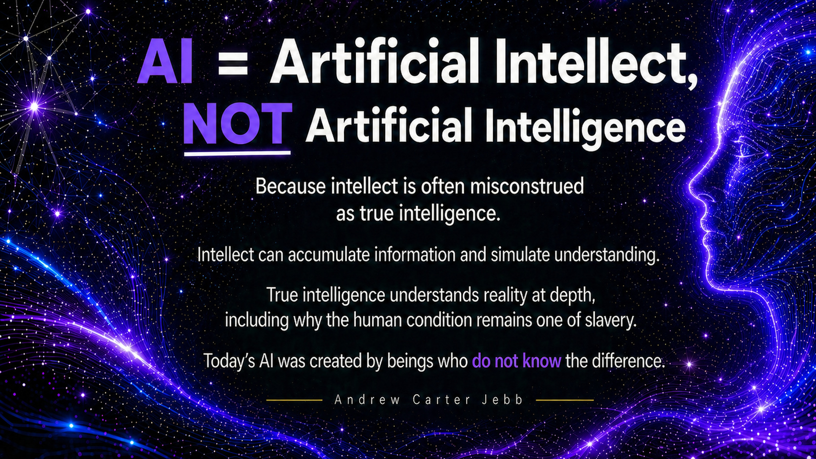 DieDivided hero slide featuring the argument that AI is artificial intellect, not artificial intelligence.