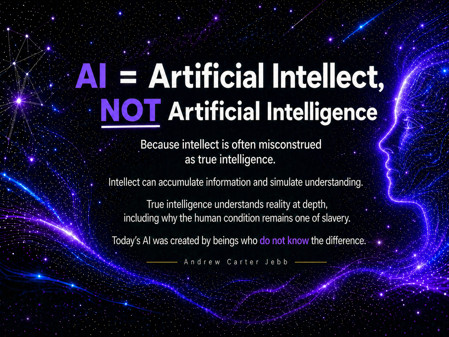 DieDivided hero slide featuring the argument that AI is artificial intellect, not artificial intelligence.